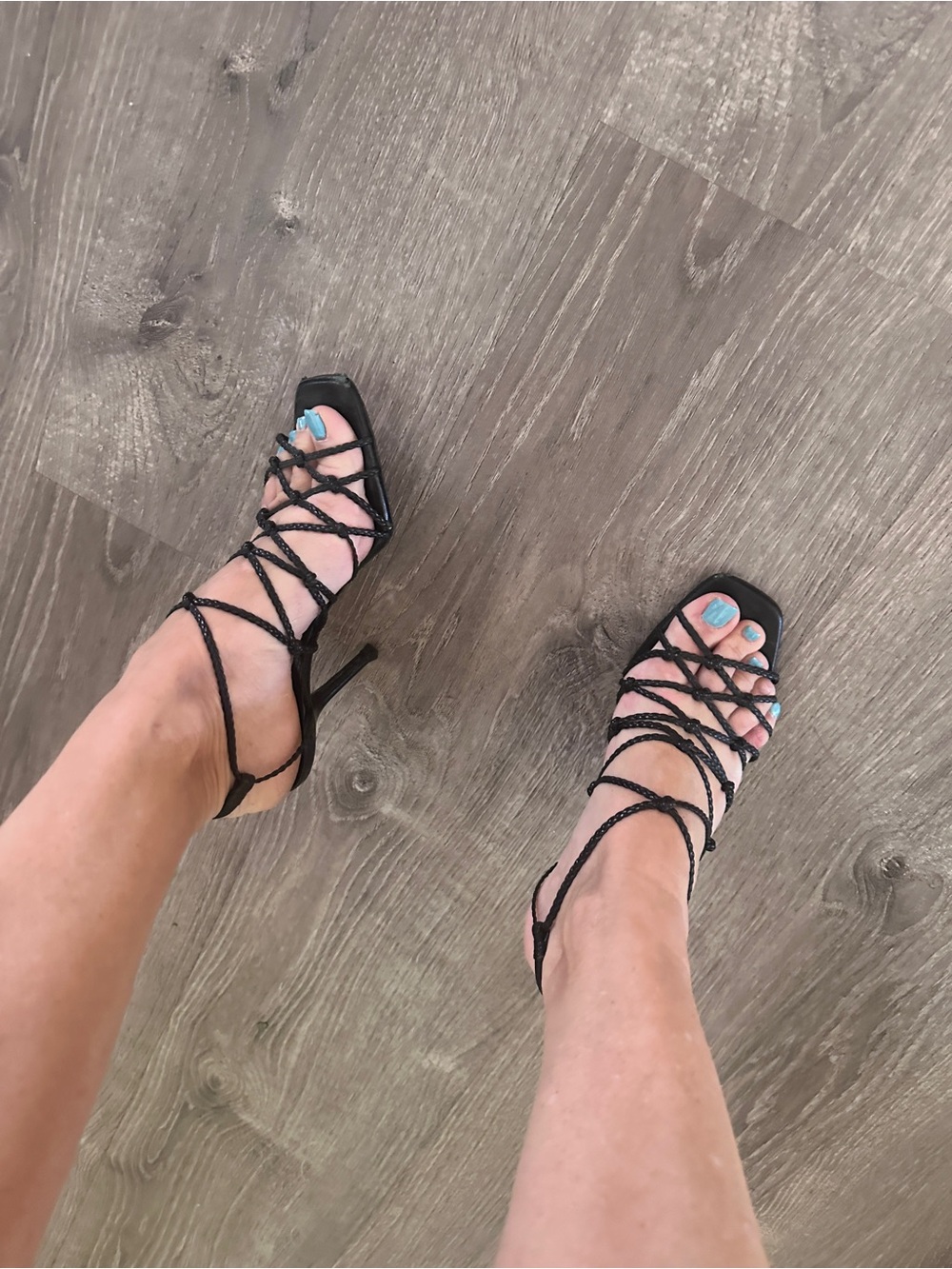 Vintage Gucci Black Strappy Lace-Up Stiletto Sandals